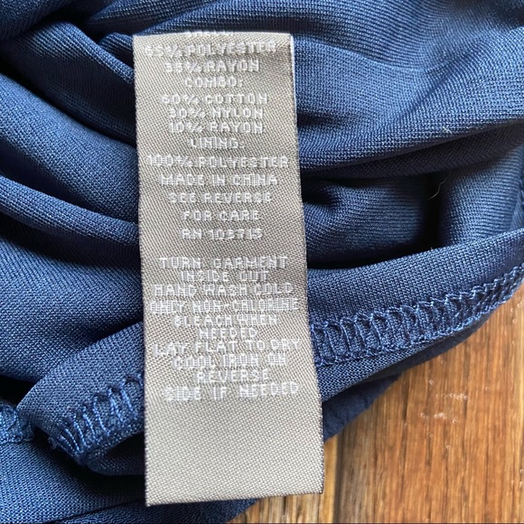 Sharagano Navy Blue Lace Detail Three Quarter Sleeve Dress Size L - Picture 6 of 9